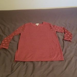 Loft Outlet sweater sz XS sheer sleeve polka dots